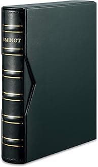 - MUDOR Premium PU Classic Binder with Slipcase Storage Case, 4 Ring Binder Albums Stockbook for Stamps, Documents, Coins, Bank Notes,Without Inner Pages(Green)