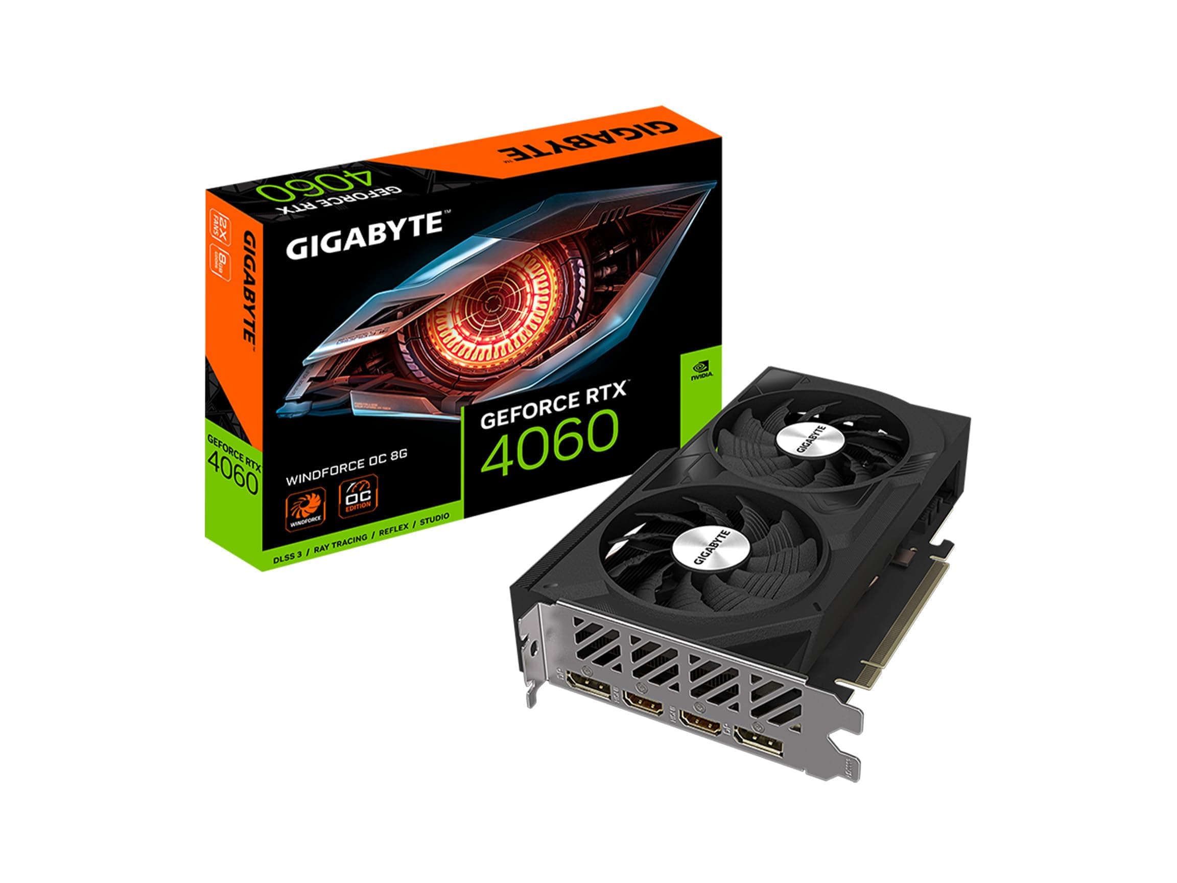 GeForce RTX 4060 WINDFORCE OC 8G Graphics Card, 2X WINDFORCE Fans, 8GB 128-bit GDDR6, GV-N4060WF2OC-8GD Video Card