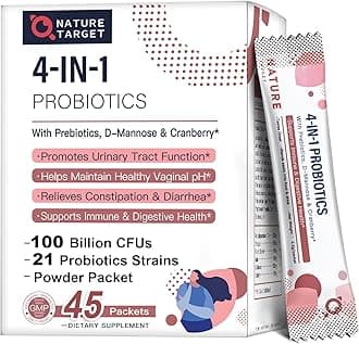 Probiotics-for-Women Prebiotics-and-Probiotics-Powder, 100-Billion-CFUs 45-Day-Supply, Women's-Probiotic with D-Mannose and Cranberry for Urinary Tract/Gut/Digestive Health/Weight Management