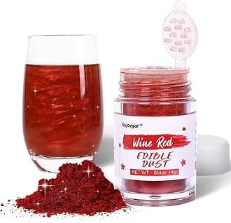 Sujoygar Wine Red Edible Luster Dust, Food Grade, 4g, Edible Glitter for Drinks, Baking, Cocktail, Chocolate, Cupcakes, Stawberries