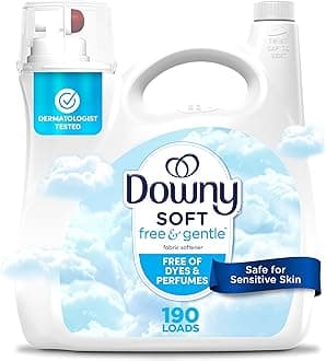 Free & Gentle Liquid Fabric Softener, 140 fl oz, 190 Loads, Hypoallergenic, Sensitive Skin Friendly Fabric Conditioner Liquid