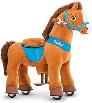 PonyCycle Essential Model E Ride-on Horse Toy with Brake (Brown/Size 3 for Age 3-4) Plush Horse Toy for Kids Cowboys Riding Toy - E337