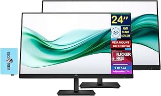 24" Series 3 Pro 324pv FHD Monitor with 5 ms Response Time, Anti-Glare, Flicker Free,VESA Mount (100x100mm), HDMI, VGA & Dockztorm USB Port Expander, Black (9U5C1AA#ABA) (2026 Latest Model) 2-Pack