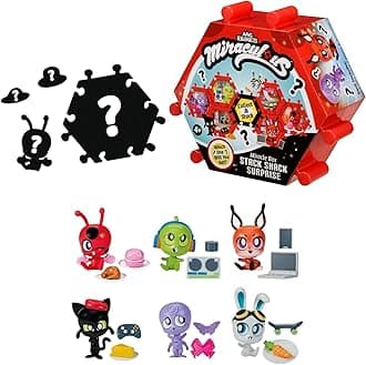 Bandai Ladybug And Cat Noir Shack Stack Surprise Box With Figurine | Collectible Kwami Figure with 2 Accessories | 6 Themed Environments to Collect | Blind Box Only 1 Figure Per Each Box