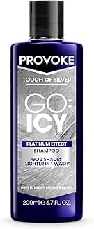 PROVOKE Touch of Silver Go Icy Shampoo 200ml, Icy Platinum Look in Just 1 Wash, Triple Toning Technology to Cool Down Brassy Tones, Enriched with Keratin