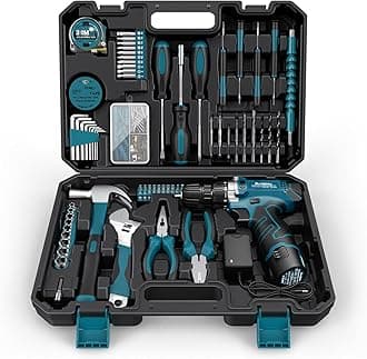 Sundpey Tool Kit 206PCs with Drill - 12V Cordless Power Drill Combo Home Tool Set - Portable Basic General Household Toolbox for Men Women for Garden Office House Repair (Screwdriver Set & Pliers Set)