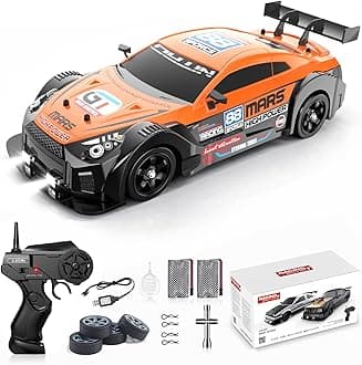 Remote Control Car RC Drift Car 1/16 Scale 4WD with LED Lights 2.4ghz 18km/H Rechargeable High Speed Drift Racing Sport Toy for Adults Boys Girls Kids Gift 2pcs Batteries and Extra Tires