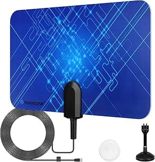 Transonic Indoor TV Antenna, Antenna for Smart TV, 360º Reception, Support 4K 1080P HD Channels for All Type of Digital Television, Converter Box and PCI/USB Tuner, Easy Installation, Space Saving