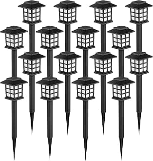 GIGALUMI Solar Outdoor Lights,16 Pack LED Solar Lights Outdoor Waterproof, Solar Walkway Lights Maintain 10 Hours of Lighting for Your Garden, Landscape, Path, Yard, Patio, Driveway
