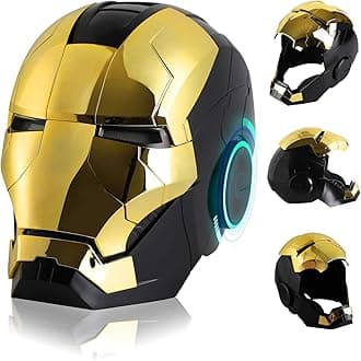 TPTITGCIron MK5 Helmet Voice Control Wearable Cosplay Electronic Open/Close LED Eyes 1:1 Mask Model Black Gold