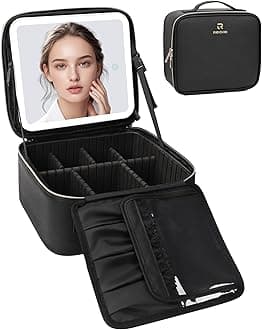 Travel Makeup Train Case - Portable Artist Storage Bag With Adjustable Dividers for Cosmetics, Brushes, Toiletry, Jewelry - Black, Small
