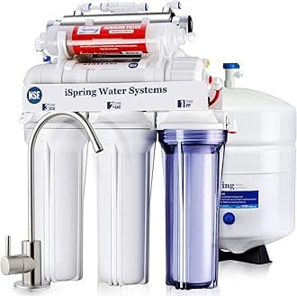 iSpring RCC7AK-UV, NSF Certified, 7-Stage Under Sink Reverse Osmosis Water Filtration System with Alkaline Remineralization and UV Filter, Patented Top-Mounted Faucet Design for Easy Installation