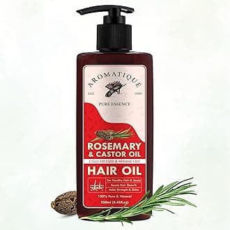 Aromatique Rosemary & Castor Oil - Rosemary Oil & Castor Oil for Hair Growth - Helps Reduce Hair Fall & Dandruff - Cold Pressed & Hexane Free Oil (200 ml)
