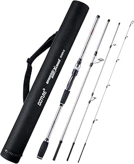 Goture 4 Piece Travel Spinning Fishing Rods Portable 4 Sections Lightweight Carbon Fiber Poles M Power MF Action 8ft Silver