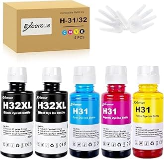 Ink Bottle 31 32XL 32 XL Compatible with HP Smart Tank 5000 5101 7301 6001 7602 5101 7001 551 555 651 455 457 450 Printers (2 135ML 32XL Black Ink, 70ML 31 Color Ink)