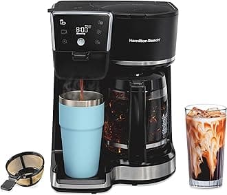 2-Way 12 Cup Programmable Drip Hot and Iced Coffee Maker & Single Serve Coffee Machine, Glass Carafe, Auto Pause and Pour, Black (47500J)