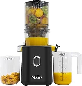 Omega Cold Press Juicer – Slow Masticating Hands Free Juicer Machine for Vegetables and Fruits with Wide Mouth Hopper for Whole Recipe Batch Juicing, Time Saving Series, Easy to Clean, 150-Watt Motor