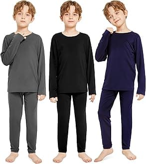 Resinta Boys Thermal Underwear Set Long Johns for Kids Boys Fleece Lined Base Layers for Skiing & Winter Activities for Boys