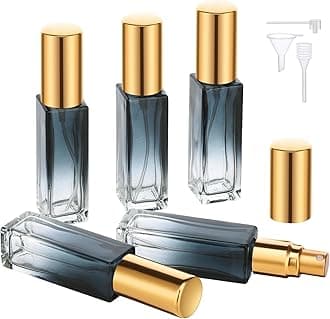 Segbeauty Travel Perfume Atomizer Refillable, 5 Packs 10ML Glass Spray Bottle for Perfume,Mini Portable Bottles Empty Fine Mist Sprayer Fragrance Cosmetic Container Kit Essentials, Gradient Blue-gold