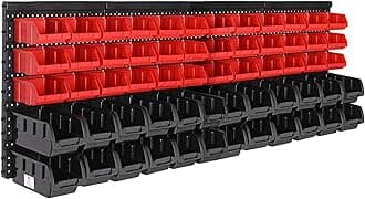 MONZANA® 64 Piece Garage Wall Racks with Storage Boxes, Tool Box & Wall Panels for Workshop, Craft Organiser, Pegboard, Stackable Small Parts Bins Plastic Storage Box