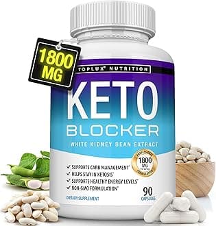 Keto Blocker Pills White Kidney Bean Extract - 1800 mg Natural Ketosis, Support Keto Diet, for Men Women, 90 Capsules, Supplement