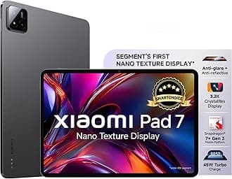 XIAOMI Pad 7 Nano Texture Display [Smartchoice] | Snapdragon 7+ Gen 3| 3.2K Display (28.44 cm /11.2") Tablet| 12GB, 256GB| Anti-Reflective| Anti-Glare| HyperOS 2| Dolby Vision Atmos | Graphite Grey