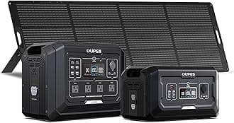 OUPES 3072Wh Mega 1 Power Station Kit with B2 Extra Battery & 240W Panel Included, 2000W (4500W Peak) LiFePO4 Battery with UPS & APP Control, for 24/7 Off-Grid Power, Power Outage, Blackout, RVs
