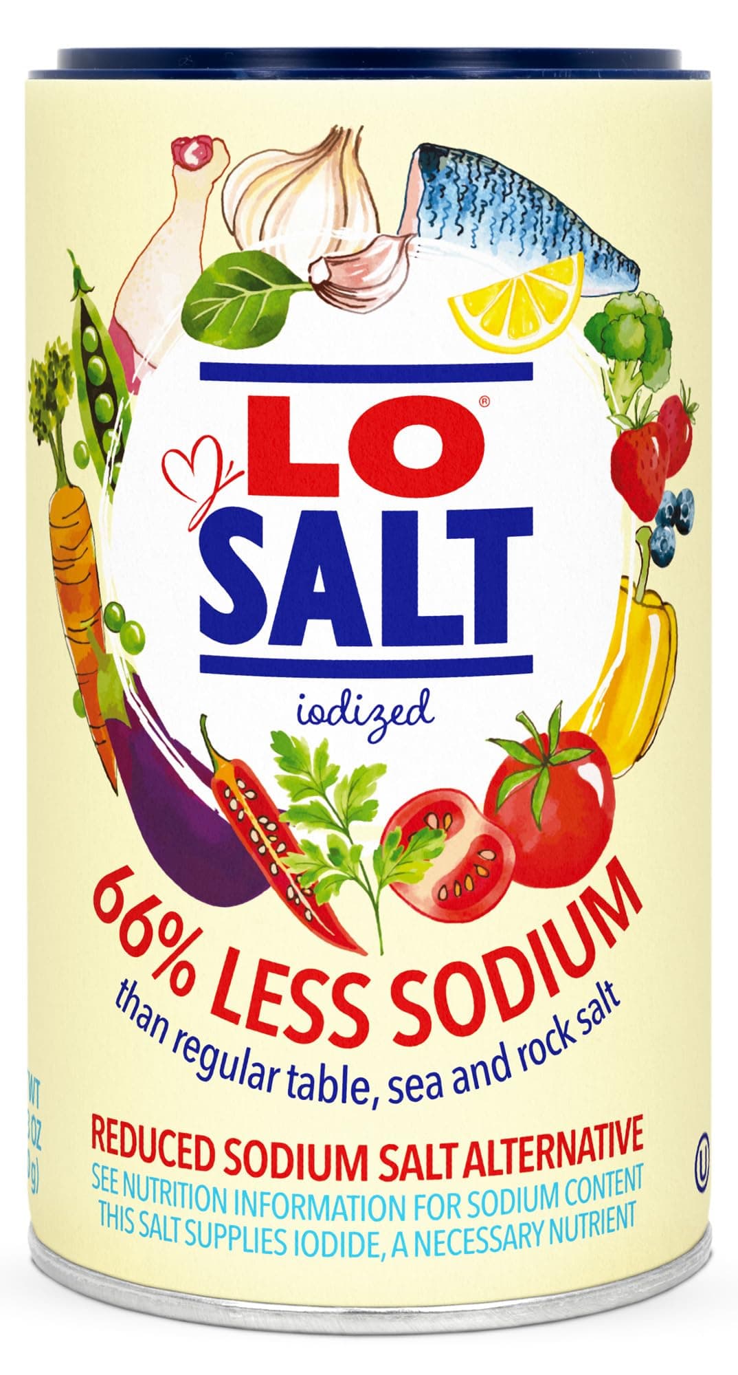 Losalt, Salt Iodized Reduced Sodium, 12.3 Ounce