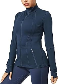 QUEENIEKE Women's Running Jacket Breathable Lightweight Sports Jacket Zipper Workout Jacket with Pocket for Yoga Fitness