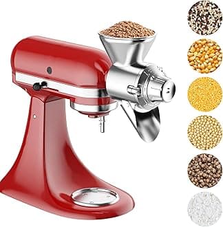 Grain Mill Attachment for KitchenAid Stand Mixer, All Metal 9 Levels Flour Mill for KitchenAid, Suitable for Fully Dried Low-Moisture, Low-Oil Grains, Grain Corn, Millet, Wheat