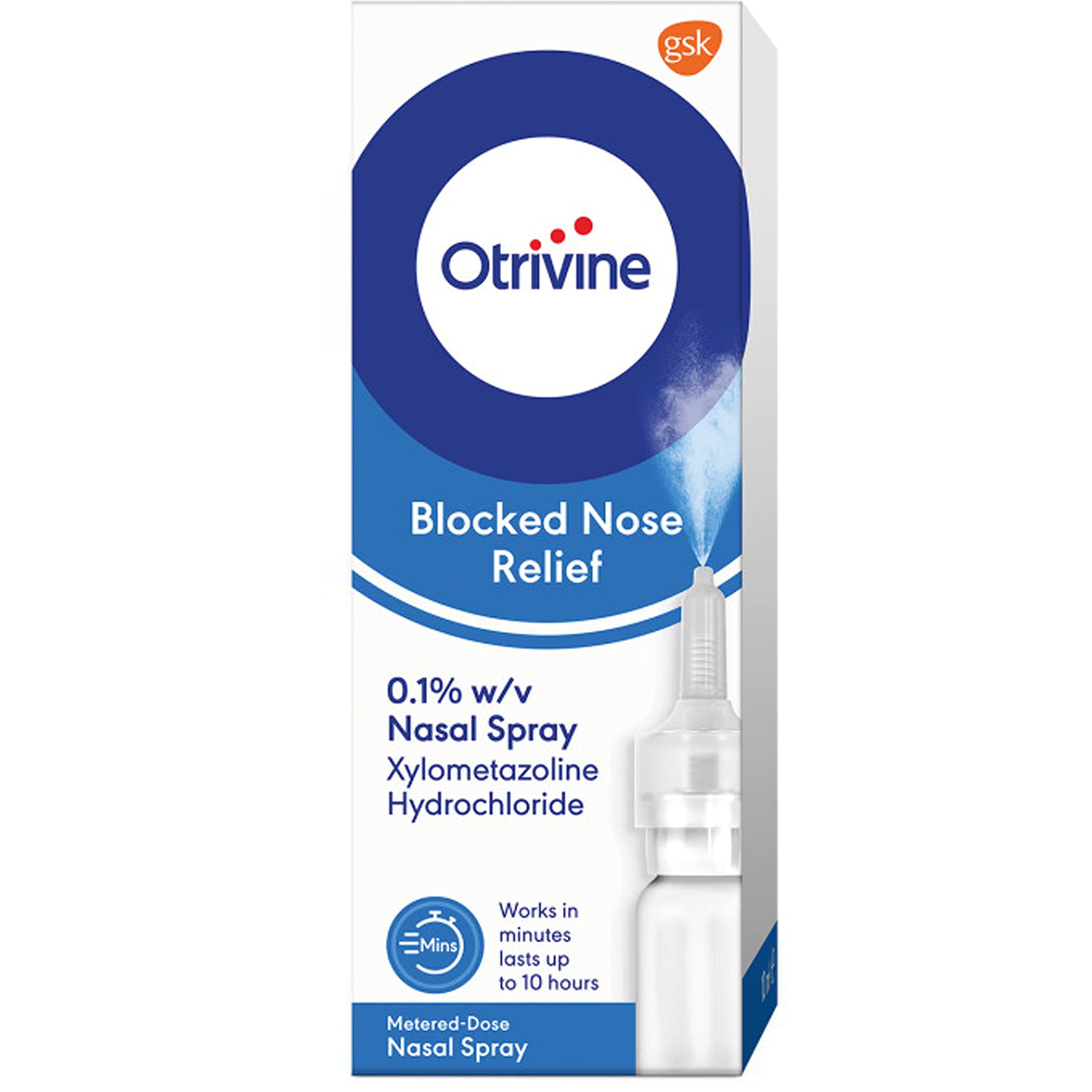Otrivine Adult Metered Dose 0.1% Nasal Spray 10ml - PACK OF 3