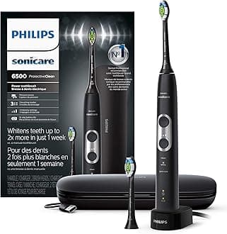 Sonicare Philips ProtectiveClean 6500 Rechargeable Electric Power Toothbrush with Charging Travel Case and Extra Brush Head, Black, HX6462/08