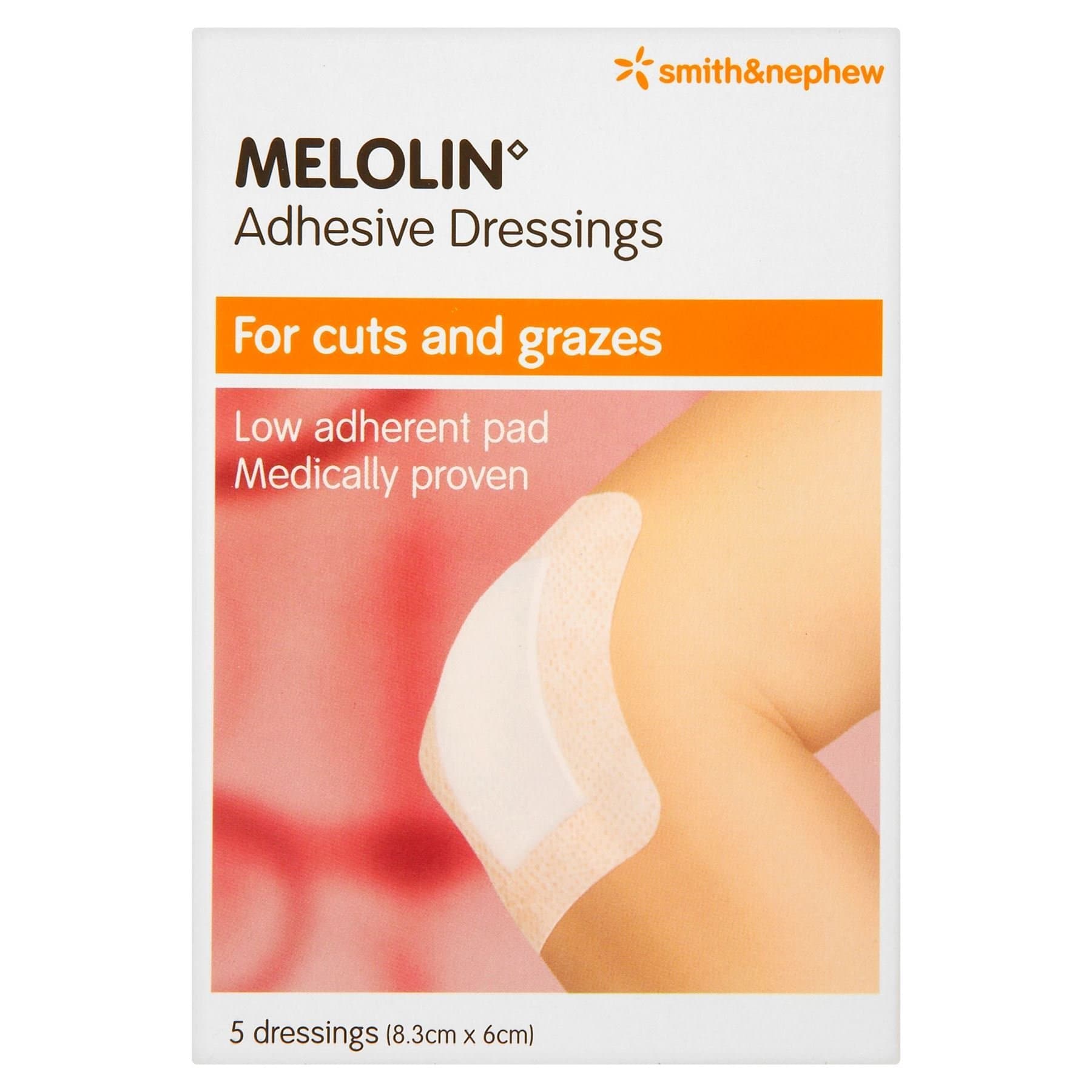 Melolin D7148 Adhesive Dressing, 8.3cm x 6cm, Pack of 5
