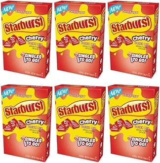 Starburst Singles To Go Powdered Drink Mix, Cherry, 6 Boxes with 6 Packets Each - 36 Total Servings, Sugar-Free Drink Powder, Just Add Water, 6 count (Pack of 6)