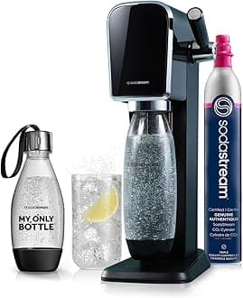 ART Sparkling Water Maker | STARTER KIT | CQC CO2 system | Includes 1x CO2 Cylinder, 1x32 & 1x16 Fl Oz Dishwasher Safe Bottles | Combine with Pepsi Flavors | Black