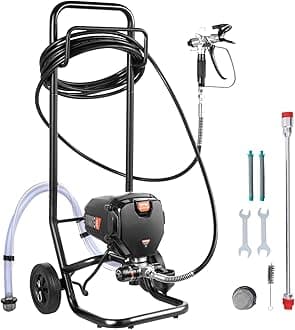 Spray Paint System 750W 3000PSI Airless Sprayer with Cart Paint Gun with 25ft Hose 1.2L/Min for Painting Indoor Outdoor Supplies Fences