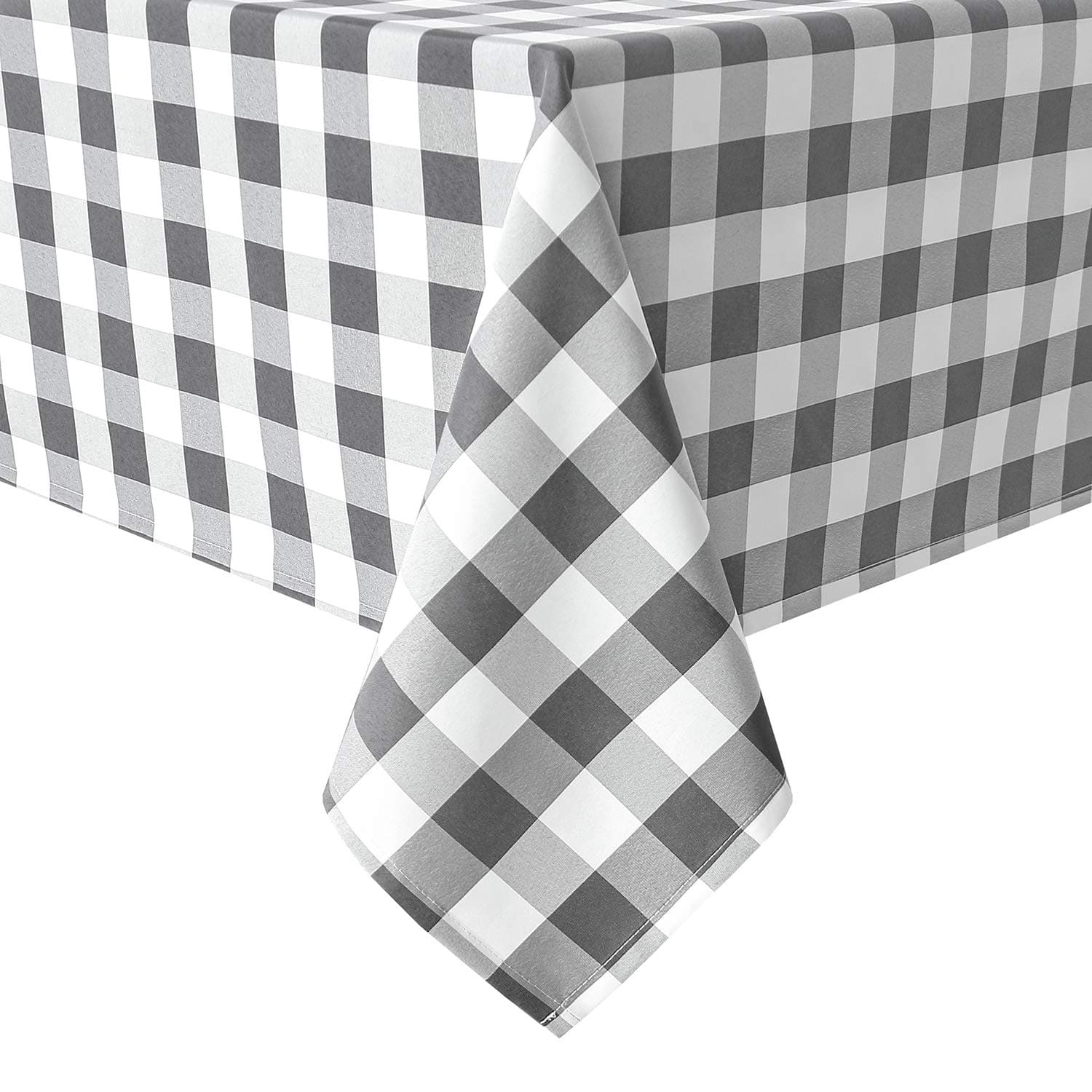 Checkered Tablecloth Rectangle - Stain Resistant, Waterproof and Washable Table Cloth Gingham for Outdoor Picnic, Holiday Dinner, 60 x 102 Inch, Grey and White