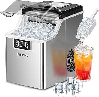 Ice Cube Maker Machine Countertop, 2 Ways to Add Water, 45Lbs/Day 24 Pcs Ready in 13 Mins, Self-Cleaning Portable Compact, with Ice Scoop & Basket, Perfect for Home/Kitchen/Office/Bar