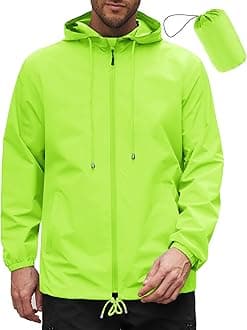 COOFANDY Rain Jacket Men Packable Waterproof Raincoat with Hood Lightweight Windbreaker for Hiking Cycling Golf
