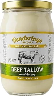 Renderings Gold Label Beef Tallow, Grass-Fed, Gourmet Cooking, Baking, & Frying - Traditional Skin Moisturizer for Face & Body, 14 oz jar (2-Pack)