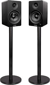 Fluance Ai61 Powered 2-Way 2.0 Stereo Bookshelf Speakers with Speaker Stands 6.5" Drivers 120W Amplifier for Turntable Bluetooth 5 Wireless Music Streaming - RCA Optical USB & Sub Out (Black Ash)