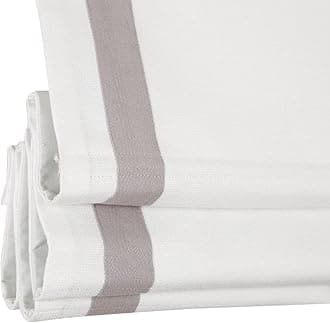 Cordless Roman Shades, WindowLady White Light Grey Premium Blackout Roman Window Shades, Custom Washable Fabric Roman Shades for Windows, Farmhouse, French Doors, Kitchen Windows (1 Piece)