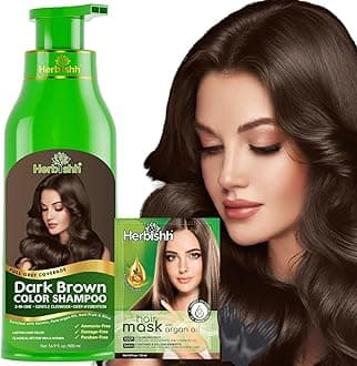 Hair Colour Shampoo for Grey Hair, Dark Brown, 500 ml, Ammonia-Free 3-in-1 Hair Dye Shampoo, Colours Hair in Minutes, Long-Lasting Colour