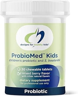 Designs for Health ProbioMed Kids Chewable Probiotic - 10b CFU Gut & Immune Support for Children - Lactobacillus, Bifidobacterium + Saccharomyces boulardii - Delicious Berry Flavor (30 Tablets)
