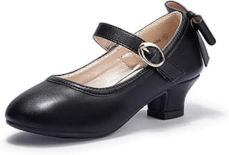 PANDANINJIA Girls Toddler/Little Kid Jada Dress Mary Jane Pumps Bow Low Heels Party Wedding Princess Shoes