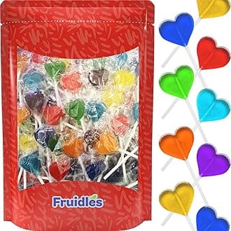Fruidles Lollipops Mini Heart Shaped Flavored Delicious Lollipop, Individually Wrapped, 5g Lollipop (600 Lollipops, Heart Flavor Mix)