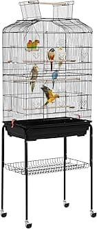 Yaheetech 67.5inch Height Extra Large Bird Cage Cockatiel Cage Metal Parrot Cage w/Slide-Out Tray & Feeders & Detachable Rolling Stand