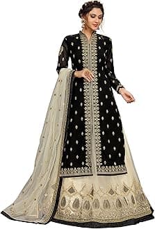 Women's Georgette Embroidery Kurta Lehenga Suit Set Stitched