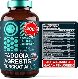 Fadogia Agrestis and Tongkat Ali Supplement - 600mg Fadogia Agrestis for Men, 500mg Longjack Tongkat Ali, Ashwagandha Maca Fenugreek Complex - Muscle Strength, Energy, Mood Support - 120 Capsules