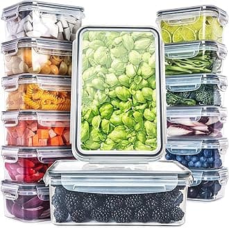fullstar 28-Piece Plastic Food Storage Containers with Lids (14 Containers & 14 Lids) - Leakproof, BPA-Free, Meal Prep Containers, Reusable Lunch Storage Set for Kitchen Organization (Pack of 28)